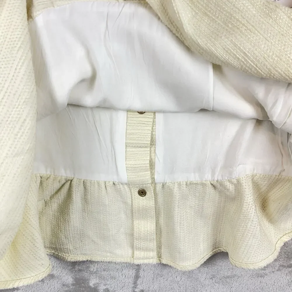 NWT Rosaé Paris Le Halévy Peplum Blouse Tweed Vanilla Size French 38 / US 6